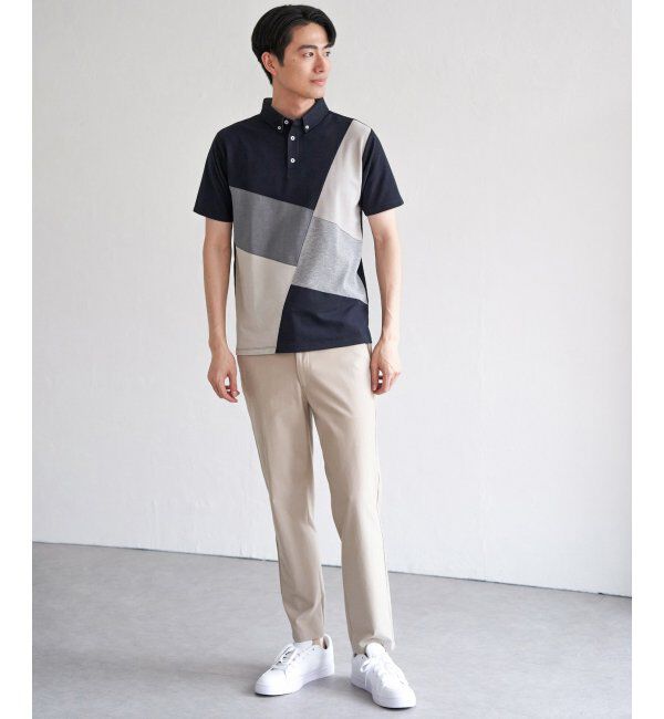 ikka「ブロックス鹿の子ナナメ切り替えポロシャツ」|その他|