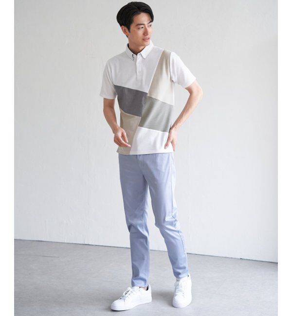 ikka「ブロックス鹿の子ナナメ切り替えポロシャツ」|その他|