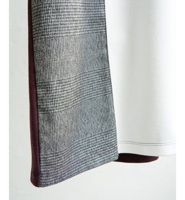 ikka「ブロックスCHスエード切り替えTシャツ」|Tシャツ・カットソー|