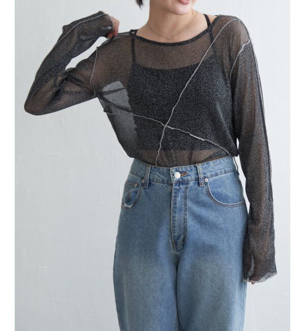 VENCE share style「ラメチュール切り替えプルオーバー」|Tシャツ・カットソー|