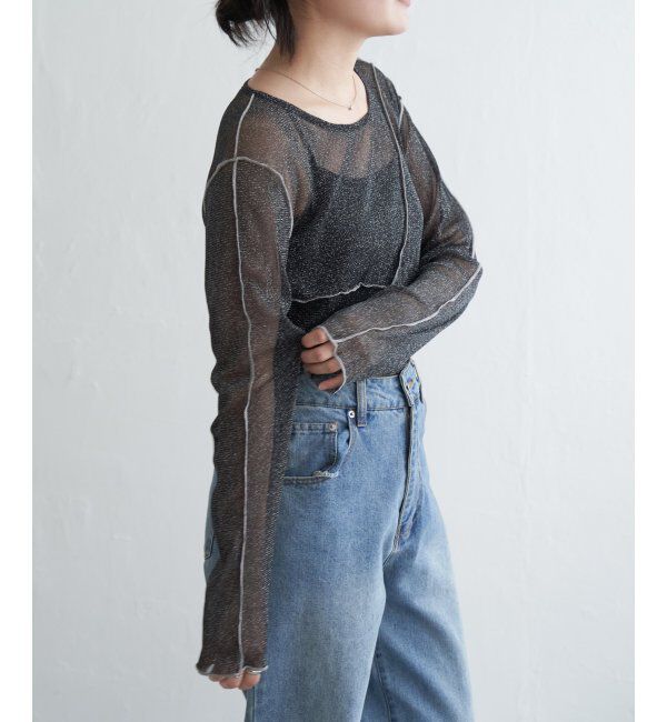 VENCE share style「ラメチュール切り替えプルオーバー」|Tシャツ・カットソー|
