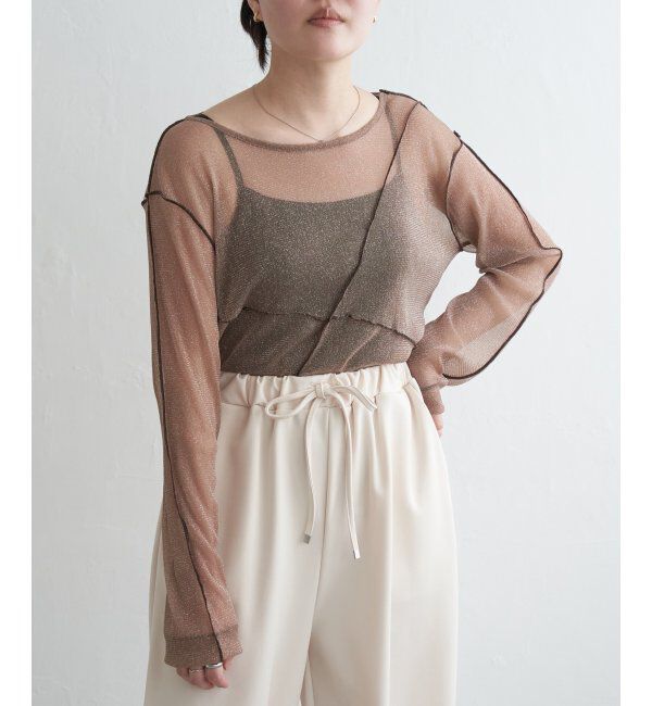 VENCE share style「ラメチュール切り替えプルオーバー」|Tシャツ・カットソー|