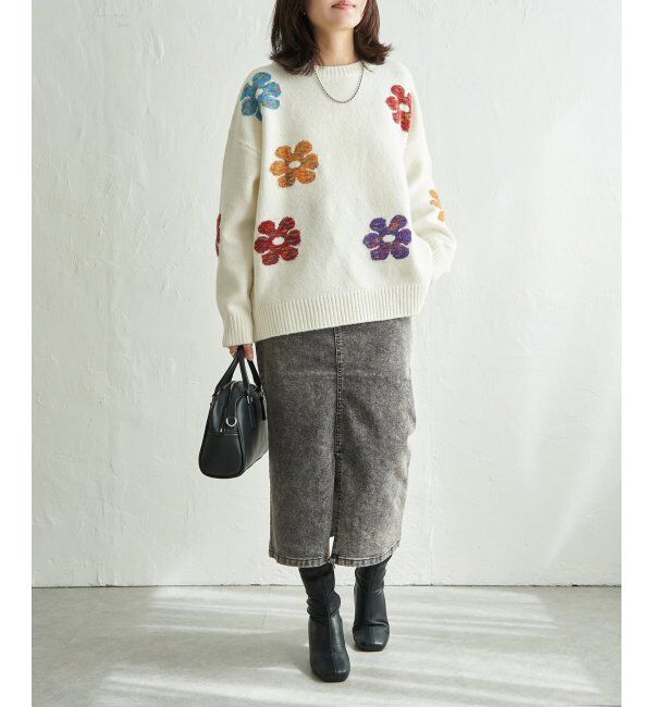 VENCE share style「MIXフラワーモチーフジャガードプルオーバー」|ニット・セーター|