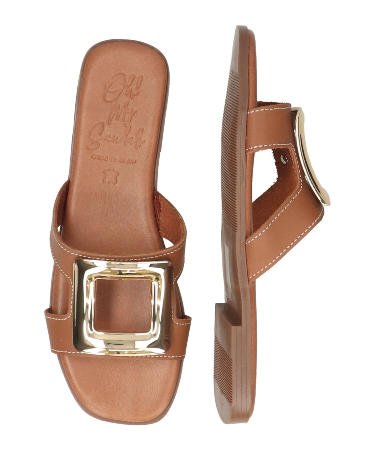 IMPORT SELECT「【Oh my Sandals】スクエアトウフラットバックルサンダル(E52303)」|サンダル|