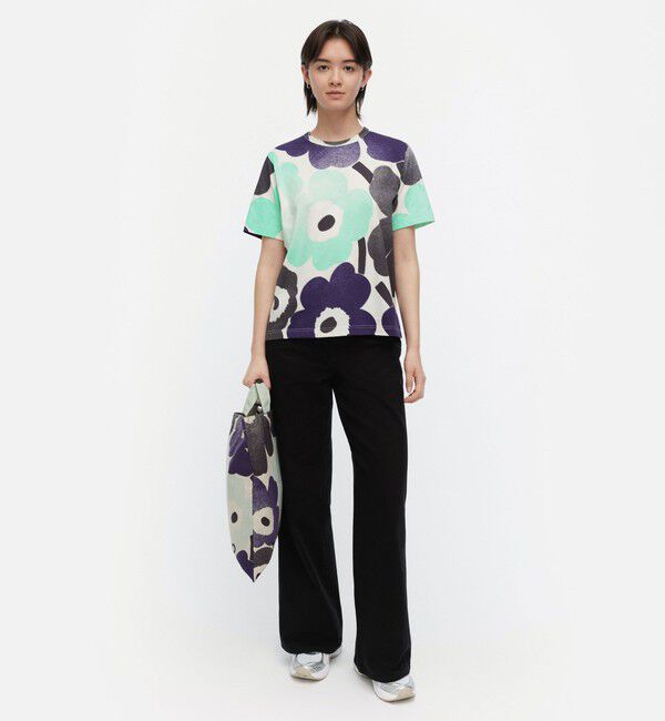Marimekko「【アジア限定】Erna Unikko Tシャツ」|シャツ・ブラウス|オフホワイト&times;ミント