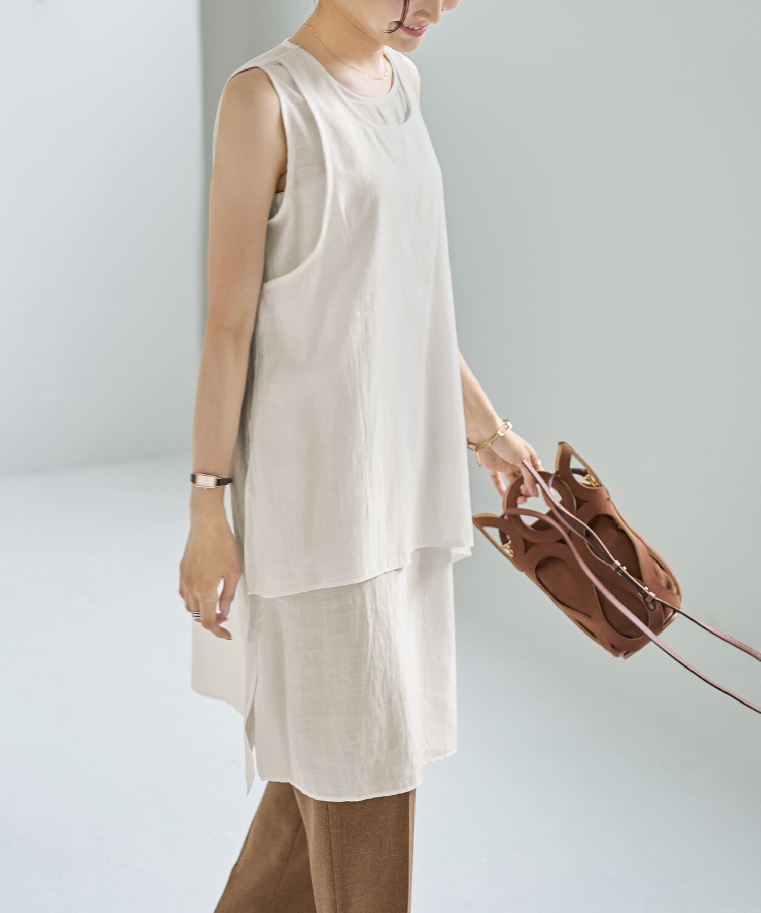 STYLE DELI「落ち感レイヤードロングブラウス」|シャツ・ブラウス|