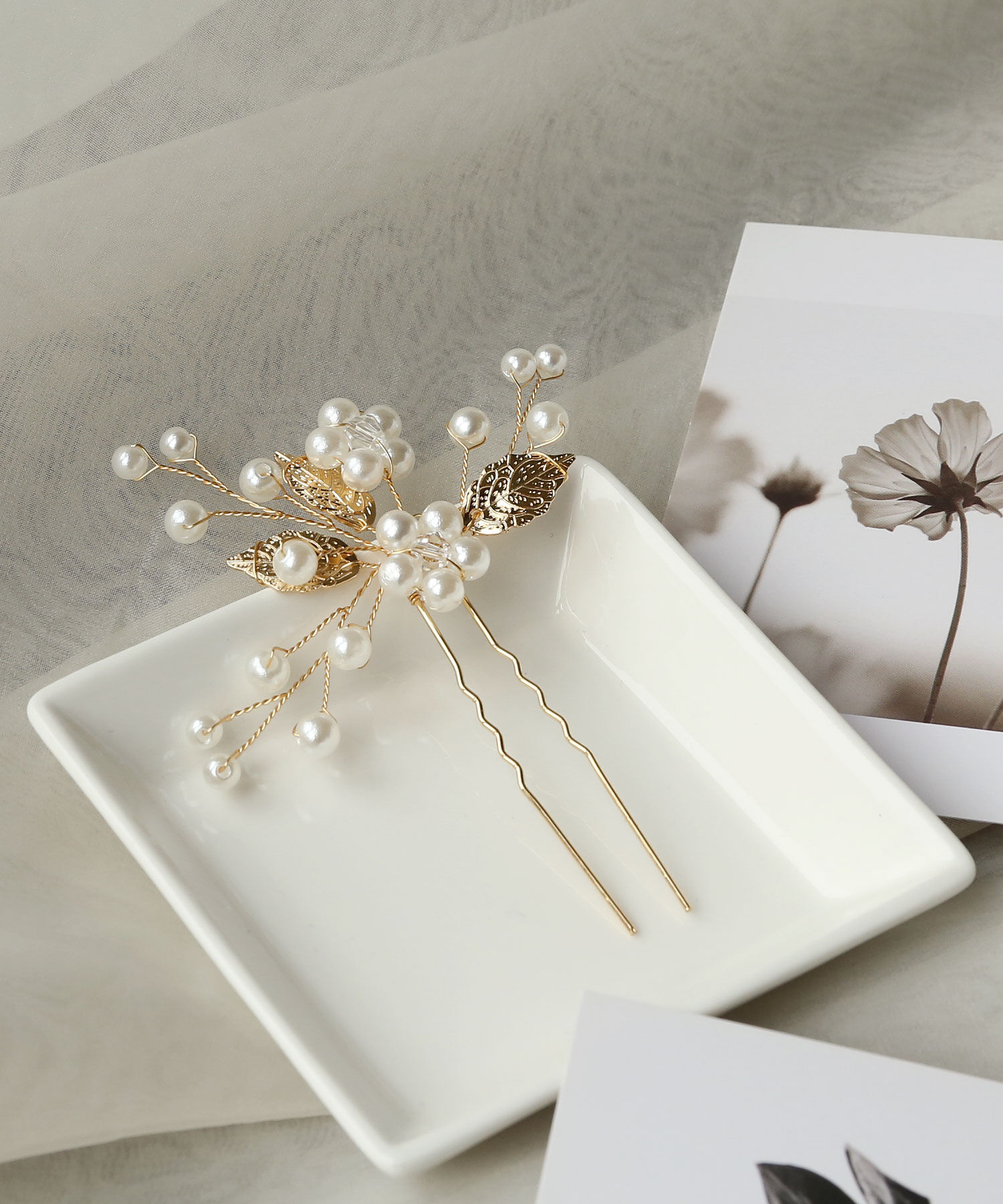 colleca la「パール&times;ボタニカルデザインのU字コーム/かんざし」|その他|ゴールド