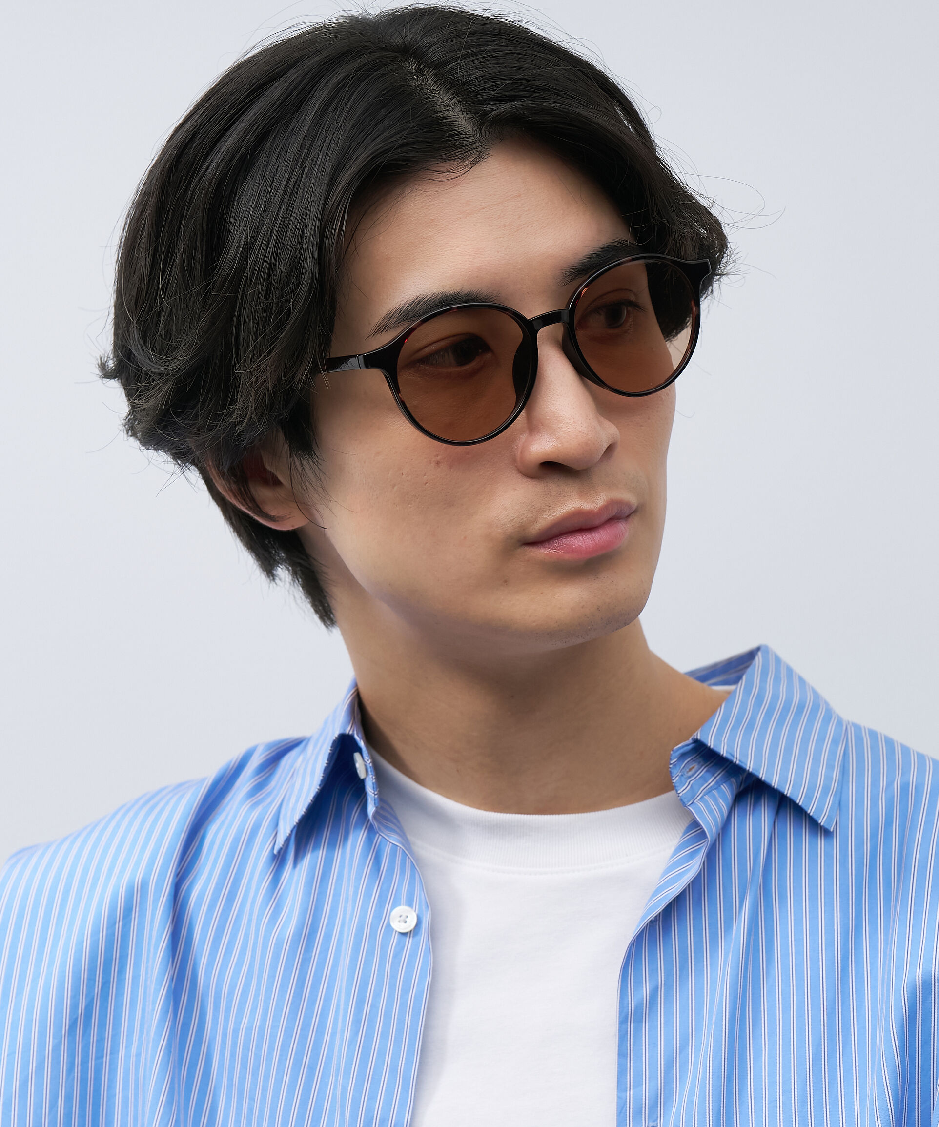  「ボストン型 サングラス｜クリア 黒縁 ライトカラー COLOR SUNGLASSES UVカット 紫外線対策 」|サングラス|