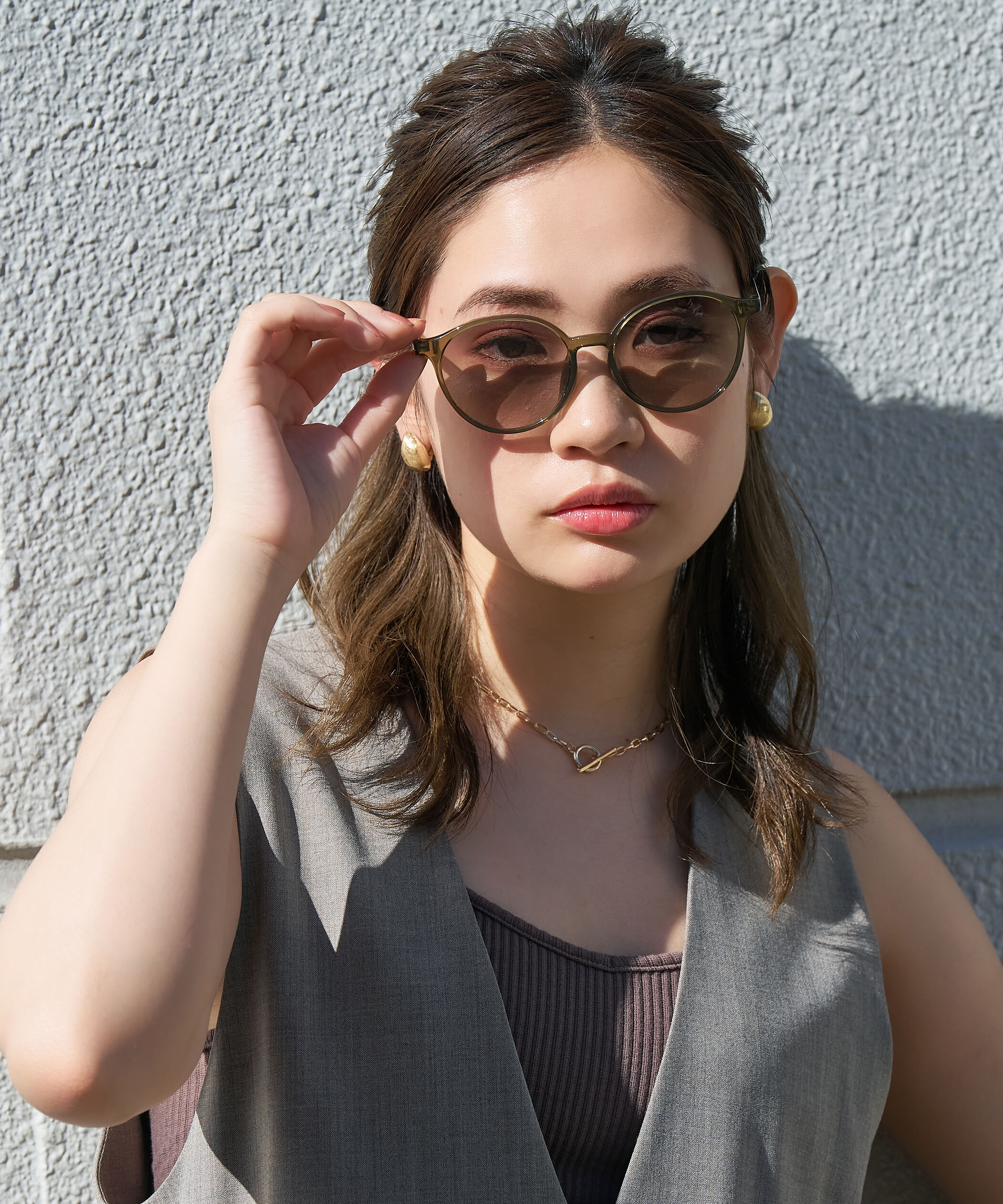  「ボストン型 サングラス｜クリア 黒縁 ライトカラー COLOR SUNGLASSES UVカット 紫外線対策 」|サングラス|