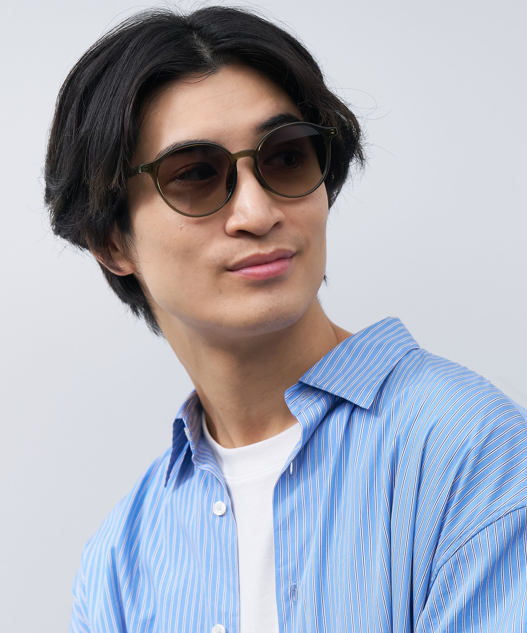  「ボストン型 サングラス｜クリア 黒縁 ライトカラー COLOR SUNGLASSES UVカット 紫外線対策 」|サングラス|