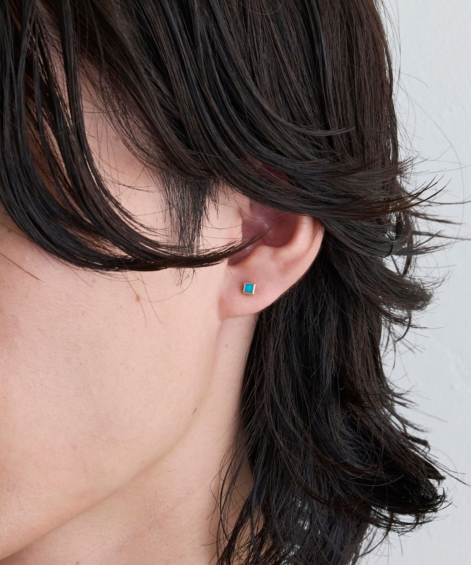 JUPITER「【K10】スクエア天然石ピアス/ターコイズ」|ピアス|