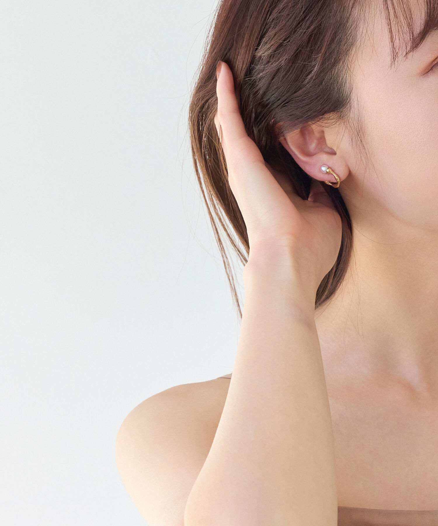 Phoebe「【痛くないシリーズ】スウェルラインパールエアリーイヤリング」|イヤリング|
