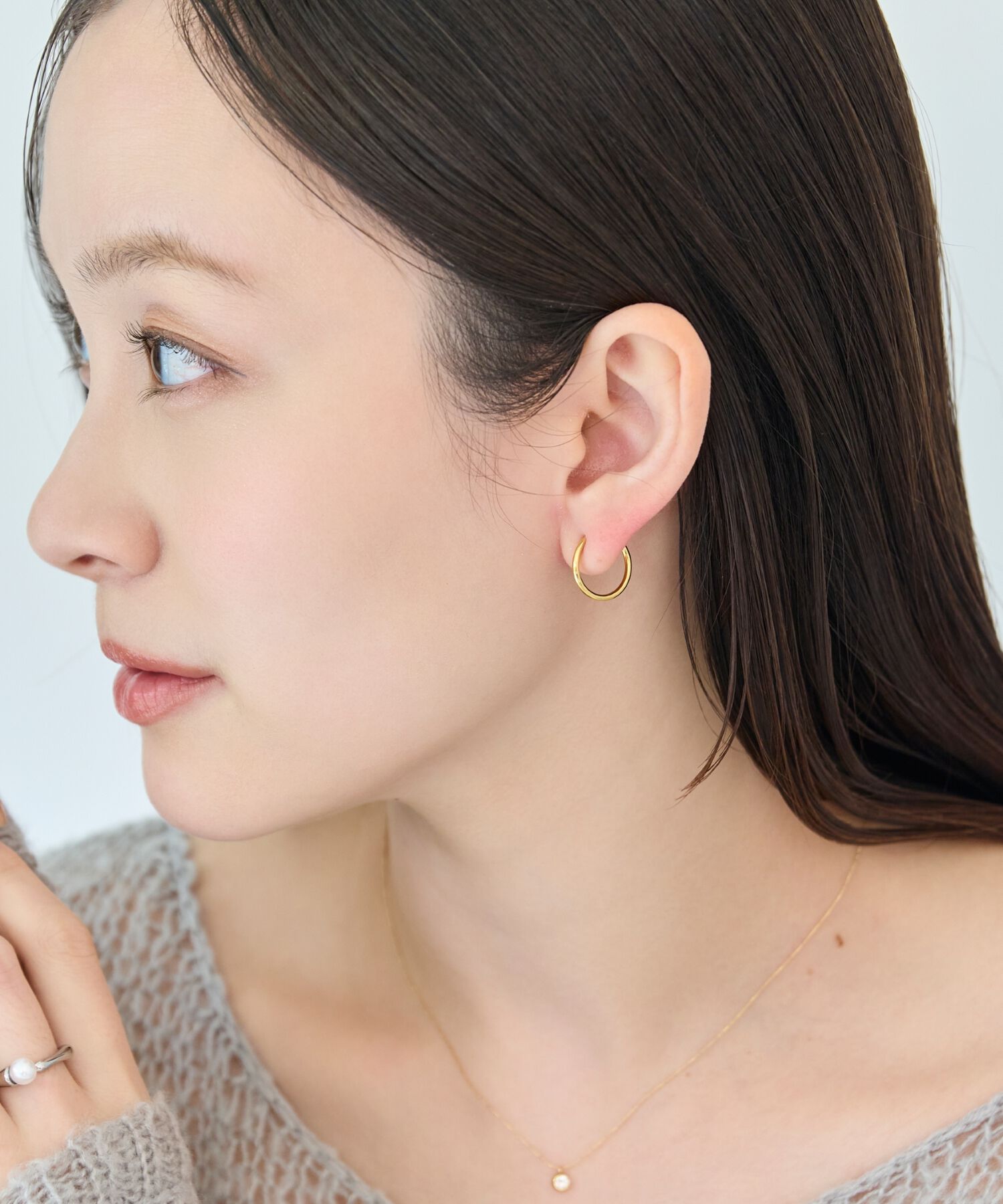 Phoebe「【金属アレルギー対応】バランスパールフープイヤリング　ゴールド/ステンレス/大ぶり/存在感◎/主役級」|イヤリング|