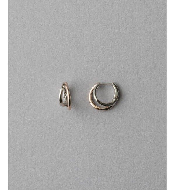 ete「ダブルライン バイカラー ハグピアス」|ピアス|ピンクゴールド