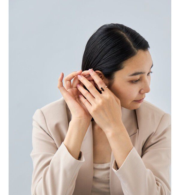 Jouete「[フォークリング] ブラックカルセドニー&times;ジルコニア」|リング|