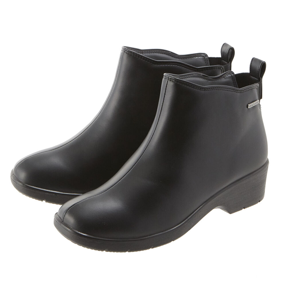 BACKYARD FAMILY「レインブーツ レディース ショート 通販 軽量 ヒール おしゃれ シンプル レインシューズ 長靴」|レインシューズ|ブラック1