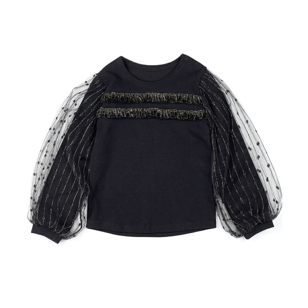 BACKYARD FAMILY「女の子 キッズ 長袖 Tシャツ 通販 ロンT 13252002 長袖Tシャツ カットソー チュール」|その他|ブラック1