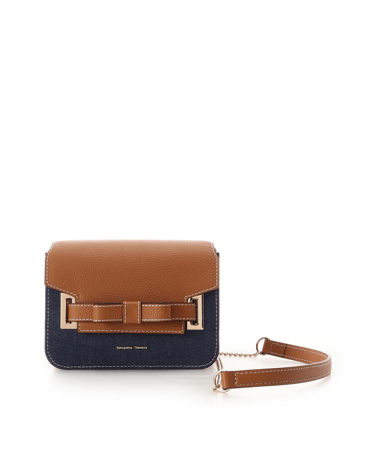 Samantha Thavasa「デニム調エムシュシュⅢ ショルダーバッグ 小サイズ」|ショルダー・メッセンジャー|キャメル