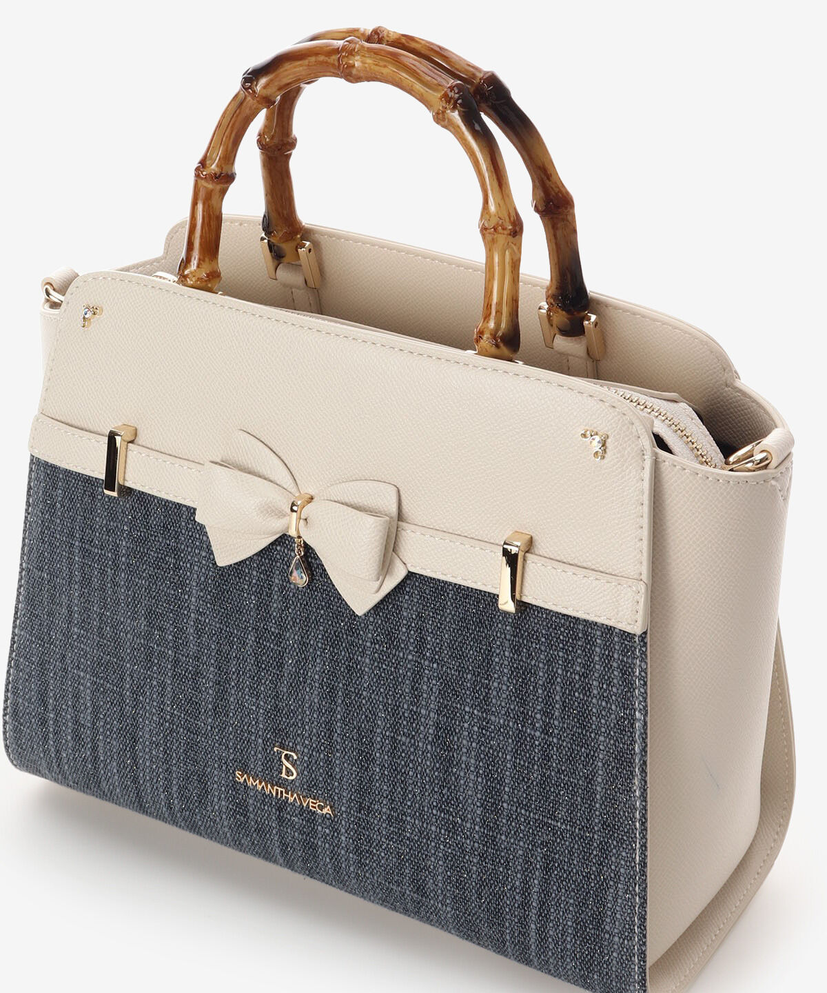 Samantha Vega「マテリアルアクセントリボンハンドバッグ」|ハンドバッグ|