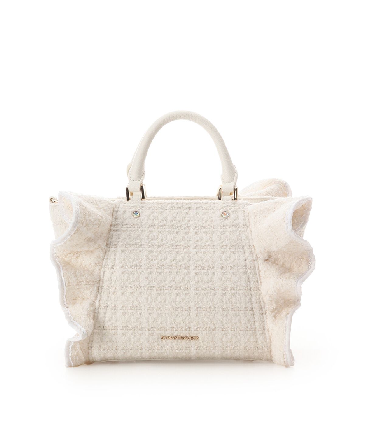 Samantha Vega「ツイードフリルハンドバッグ（小）」|ハンドバッグ|ホワイト