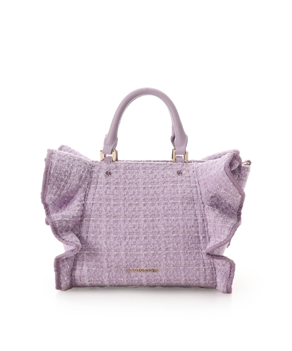 Samantha Vega「ツイードフリルハンドバッグ（小）」|ハンドバッグ|ラベンダー