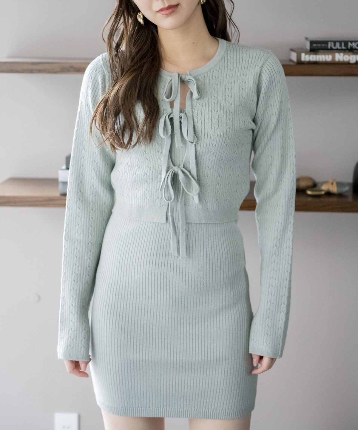 REDYAZEL「リボンカーディガン＆ミニ丈ワンピースセット」|ワンピース|