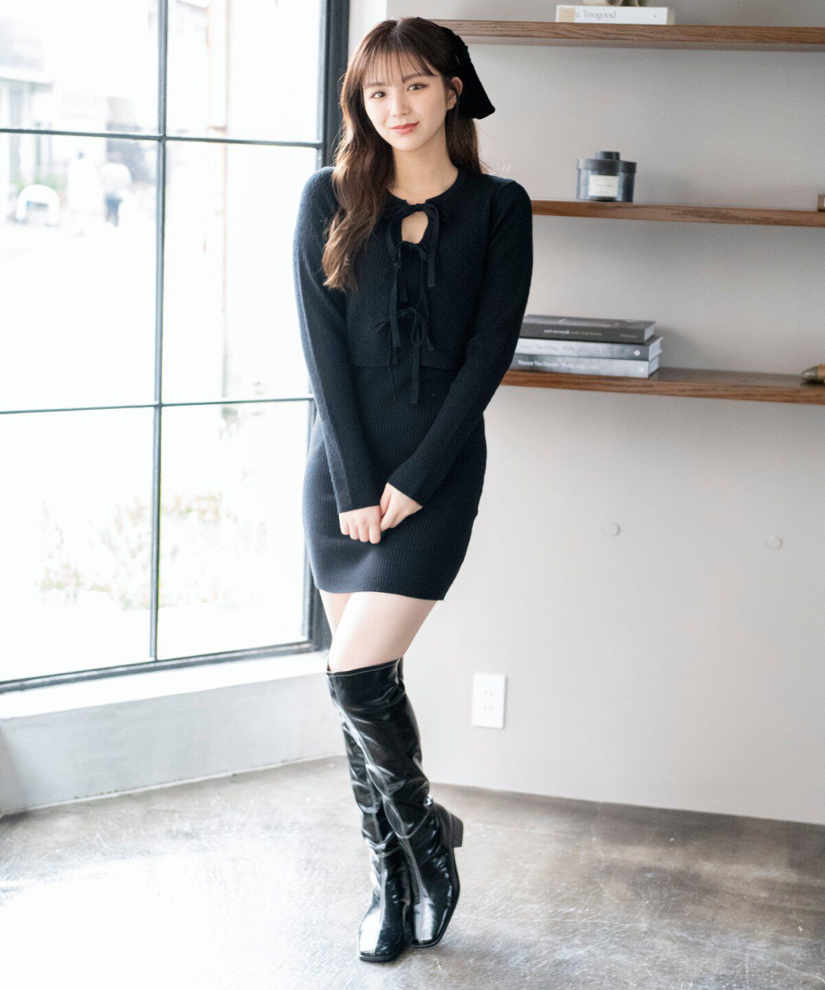 REDYAZEL「リボンカーディガン＆ミニ丈ワンピースセット」|ワンピース|