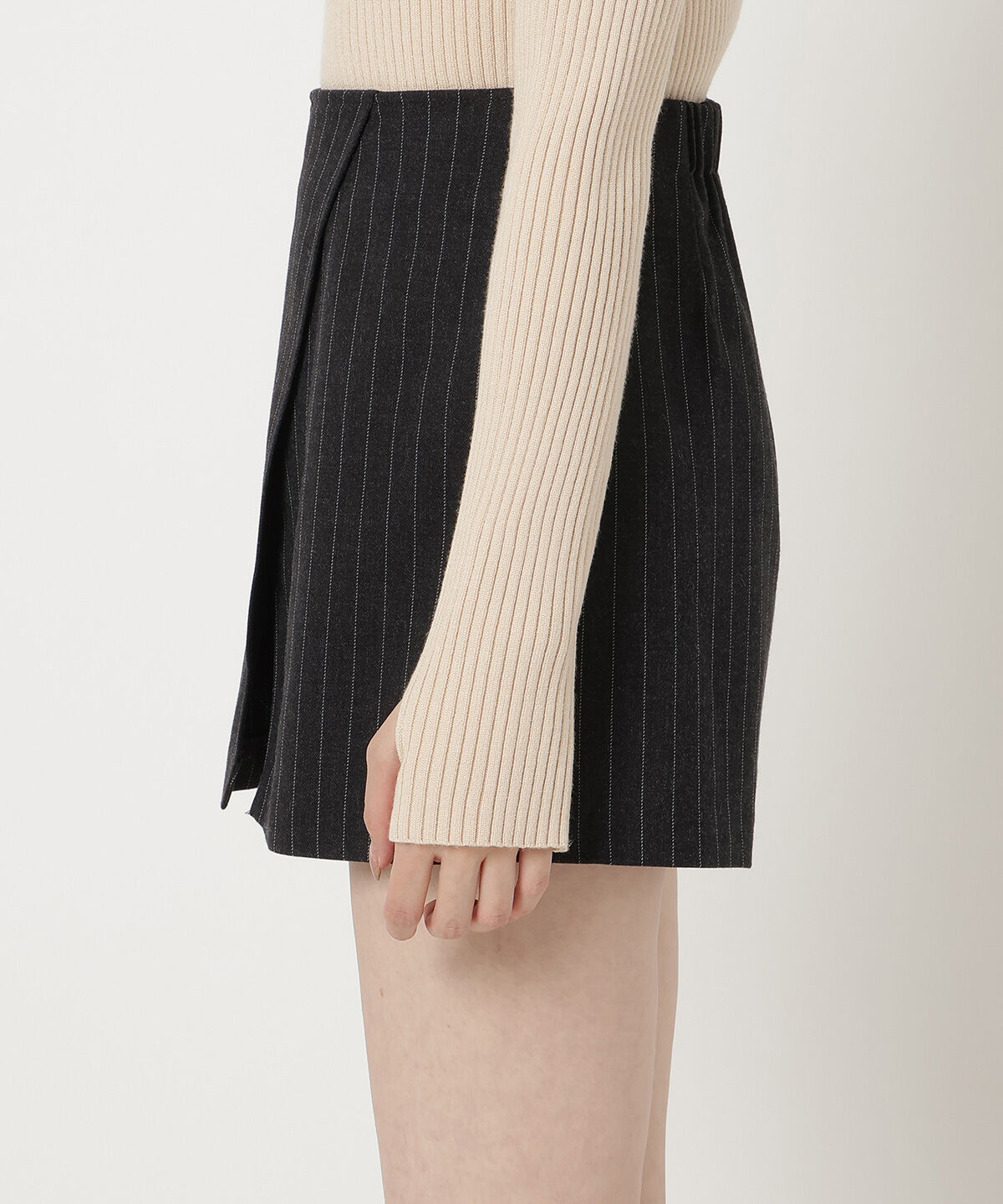 REDYAZEL「ストライプラップミニスカパン」|台形|