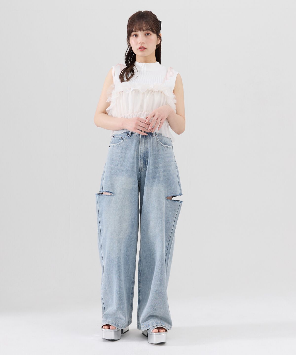 REDYAZEL「チュールビスチェｘノースリカットソー」|Tシャツ・カットソー|