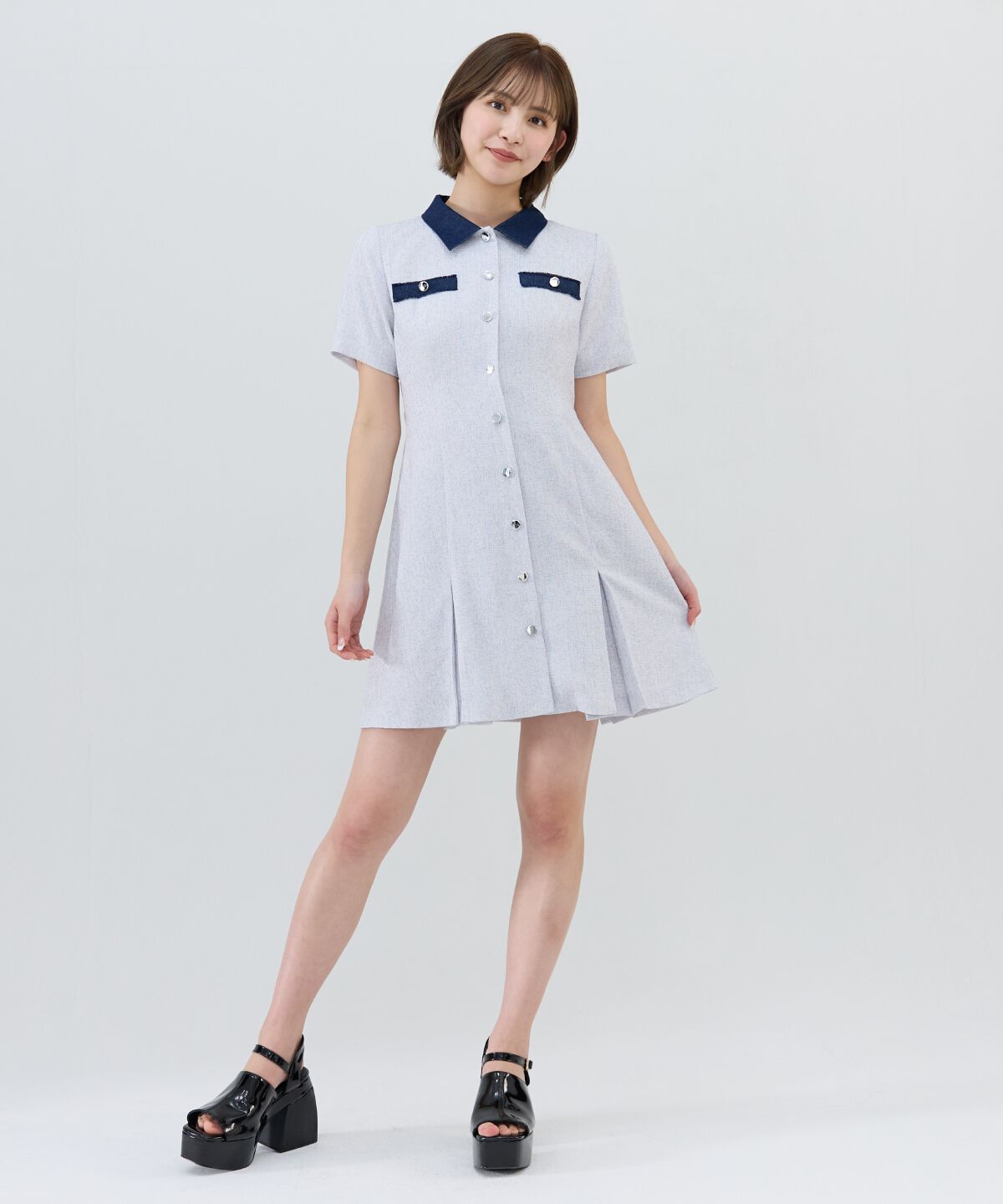 REDYAZEL「サマーツイード襟つきミニワンピース」|ワンピース|