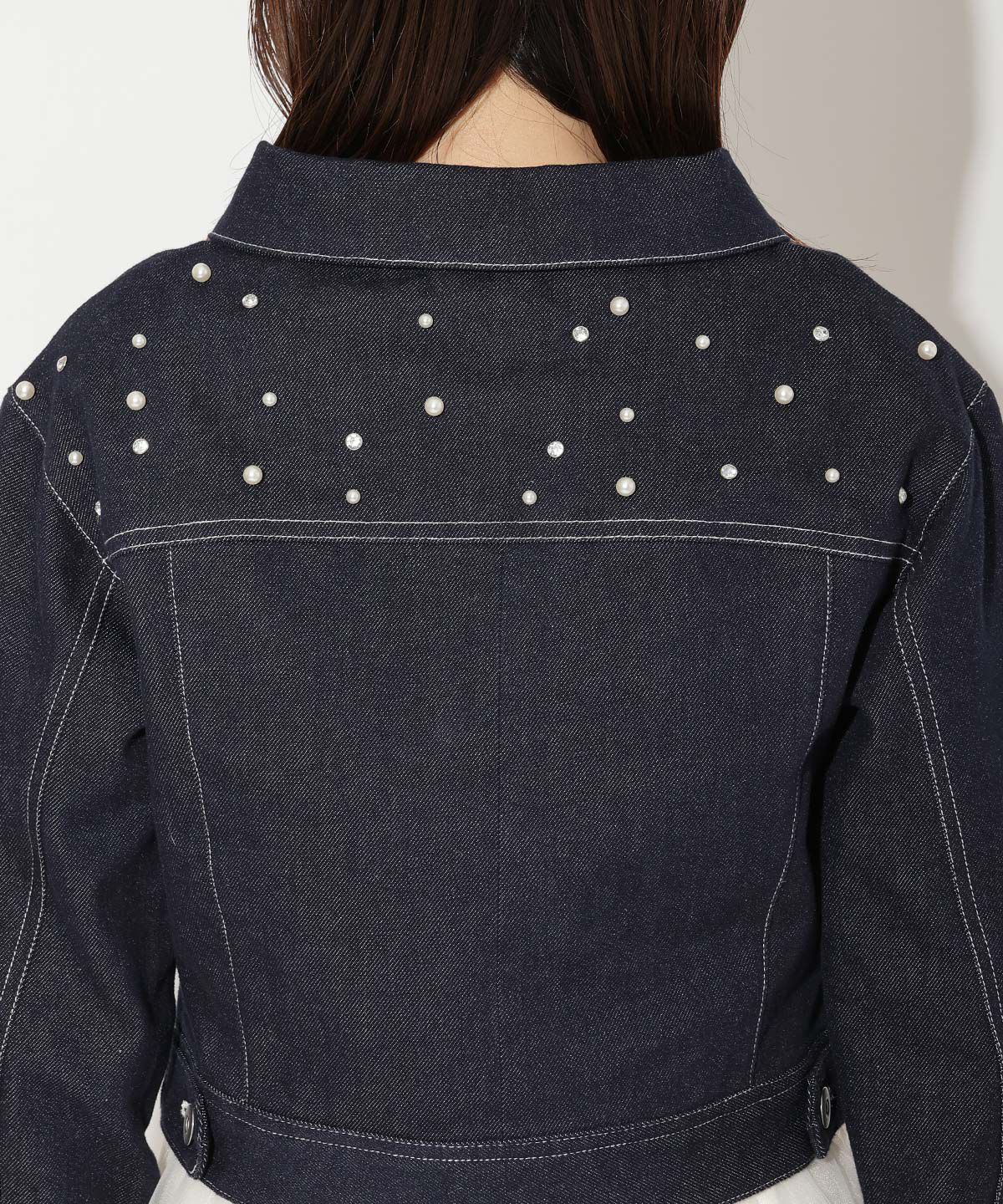 WILLSELECTION「ランダムパール付きデニムジャケット」|デニムジャケット|