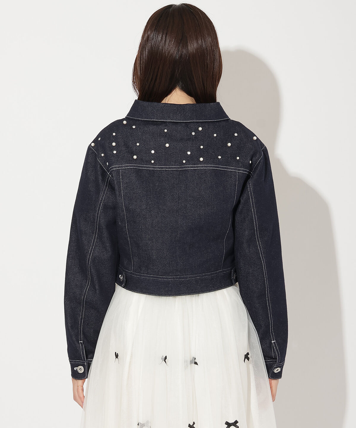 WILLSELECTION「ランダムパール付きデニムジャケット」|デニムジャケット|