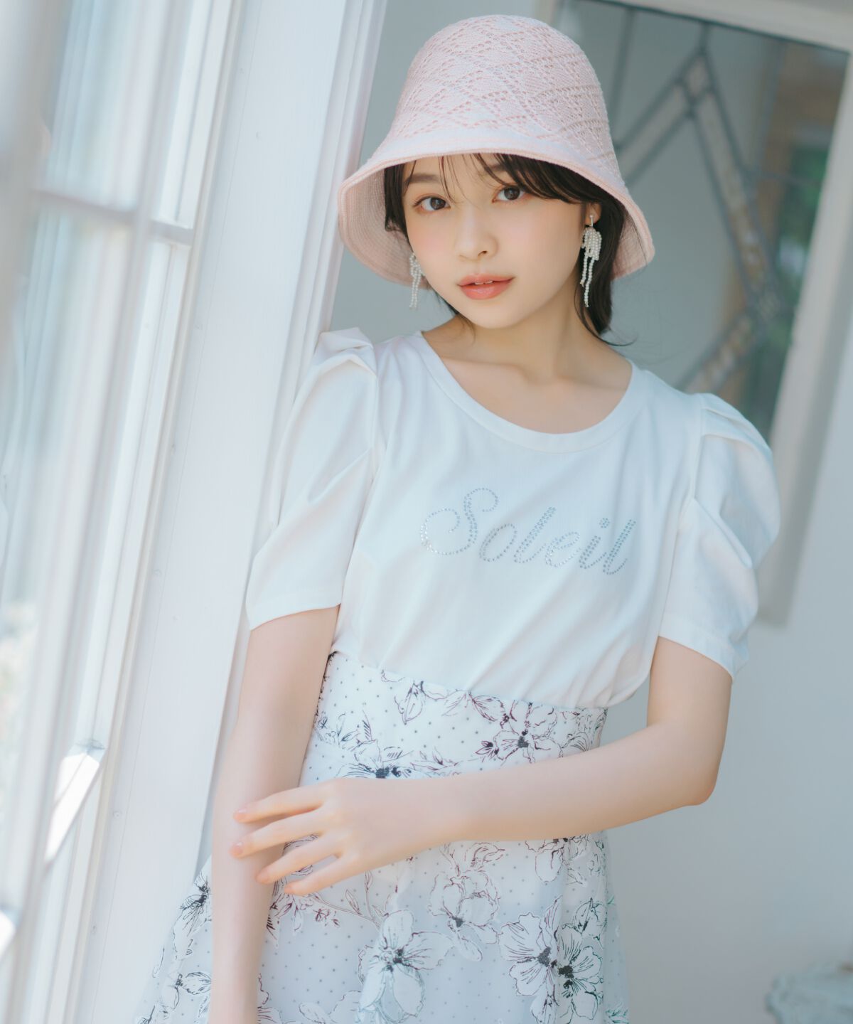 WILLSELECTION「タックスリーブラインストーンロゴTシャツ」|Tシャツ・カットソー|