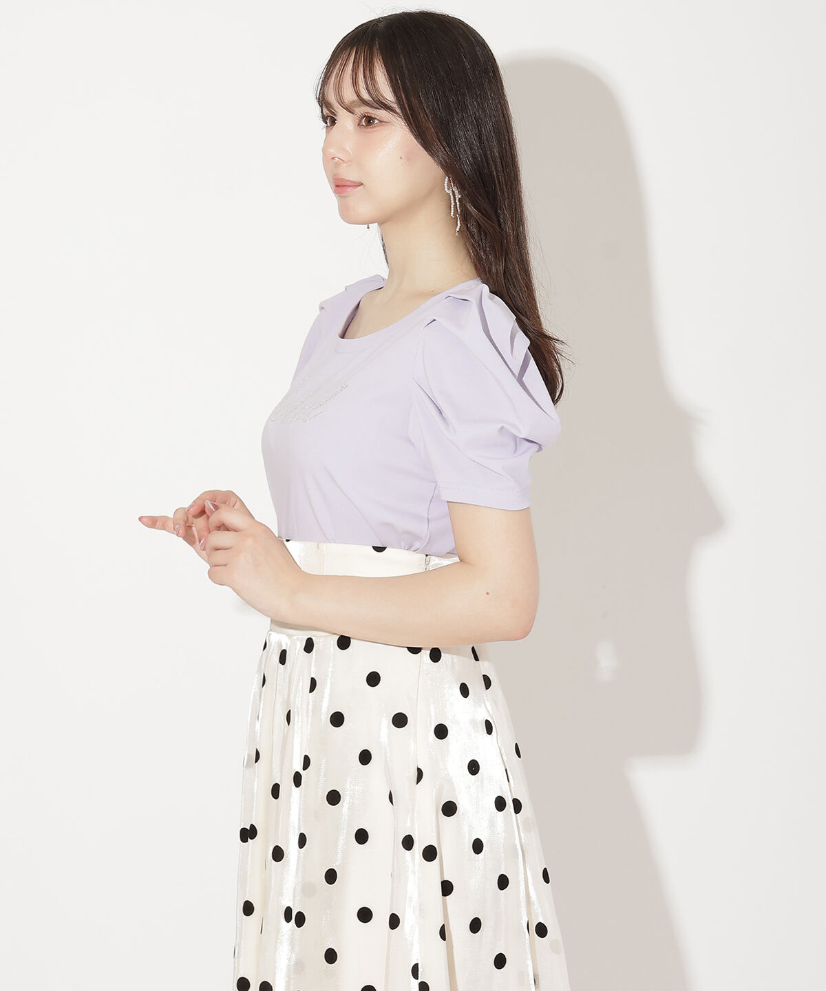 WILLSELECTION「タックスリーブラインストーンロゴTシャツ」|Tシャツ・カットソー|