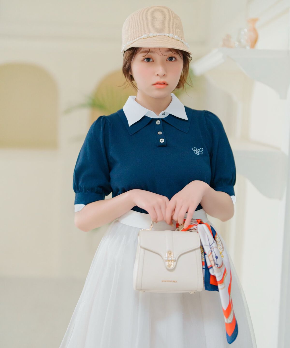 WILLSELECTION「レイヤード風ポロニット」|ニット・セーター|