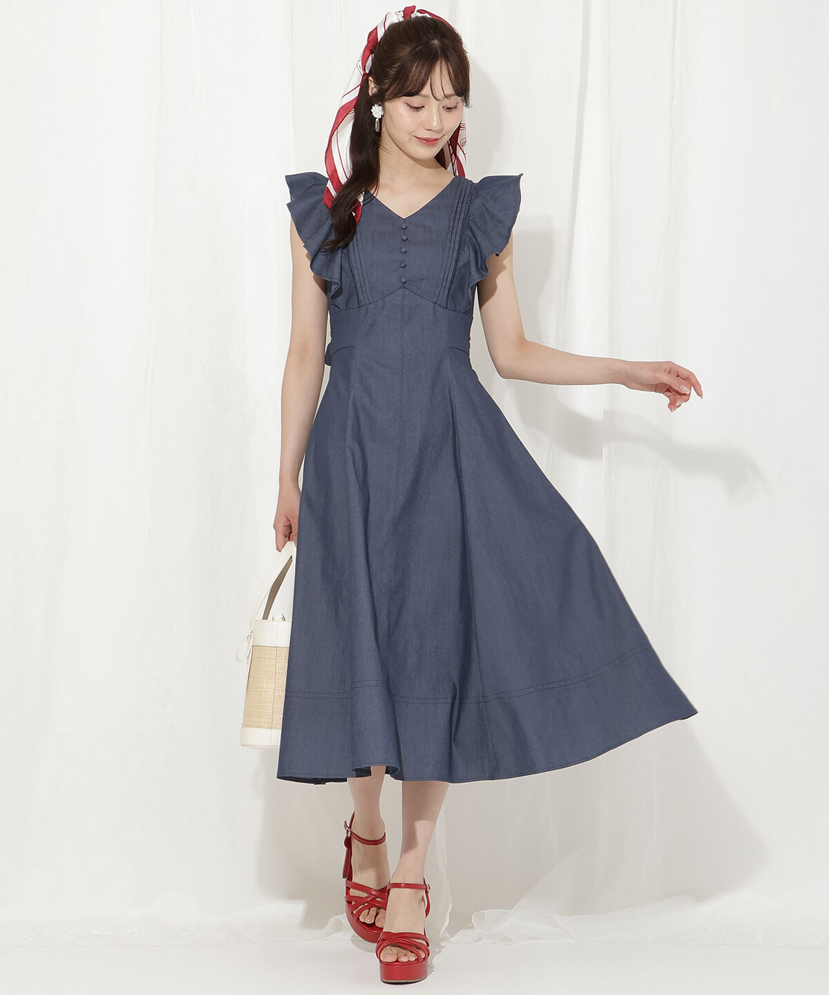 WILLSELECTION「バックリボンラッフルスリーブワンピース」|ワンピース|