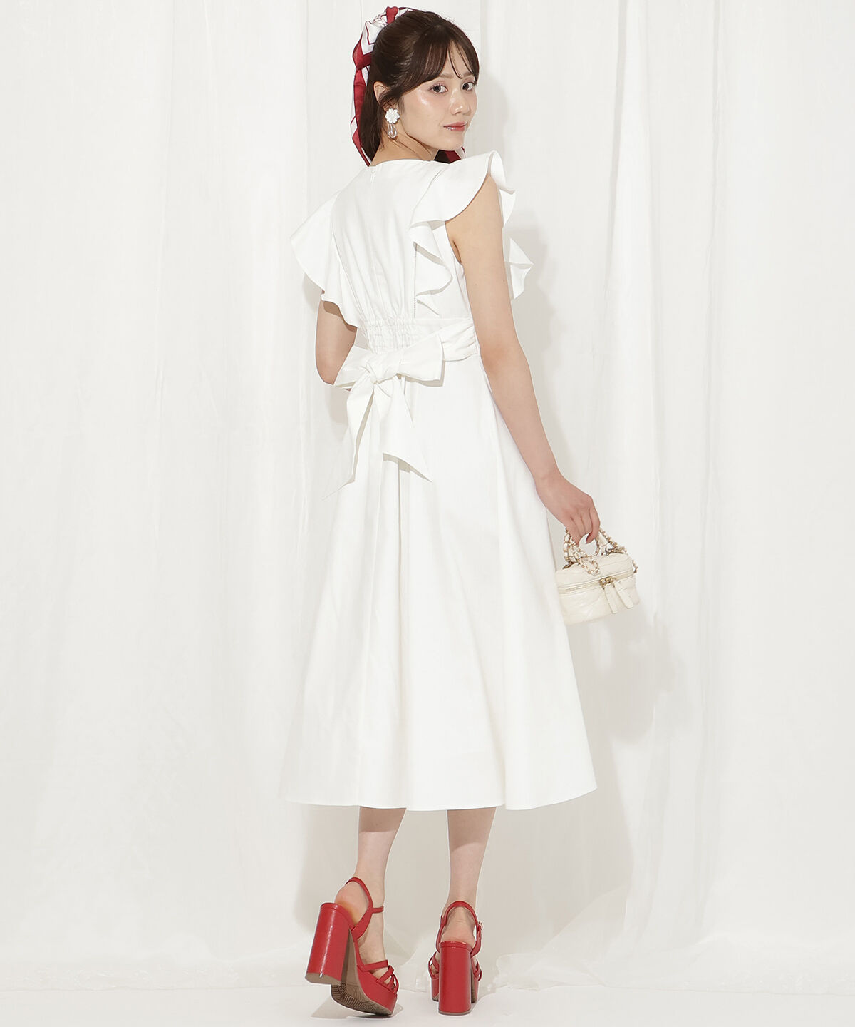 WILLSELECTION「バックリボンラッフルスリーブワンピース」|ワンピース|