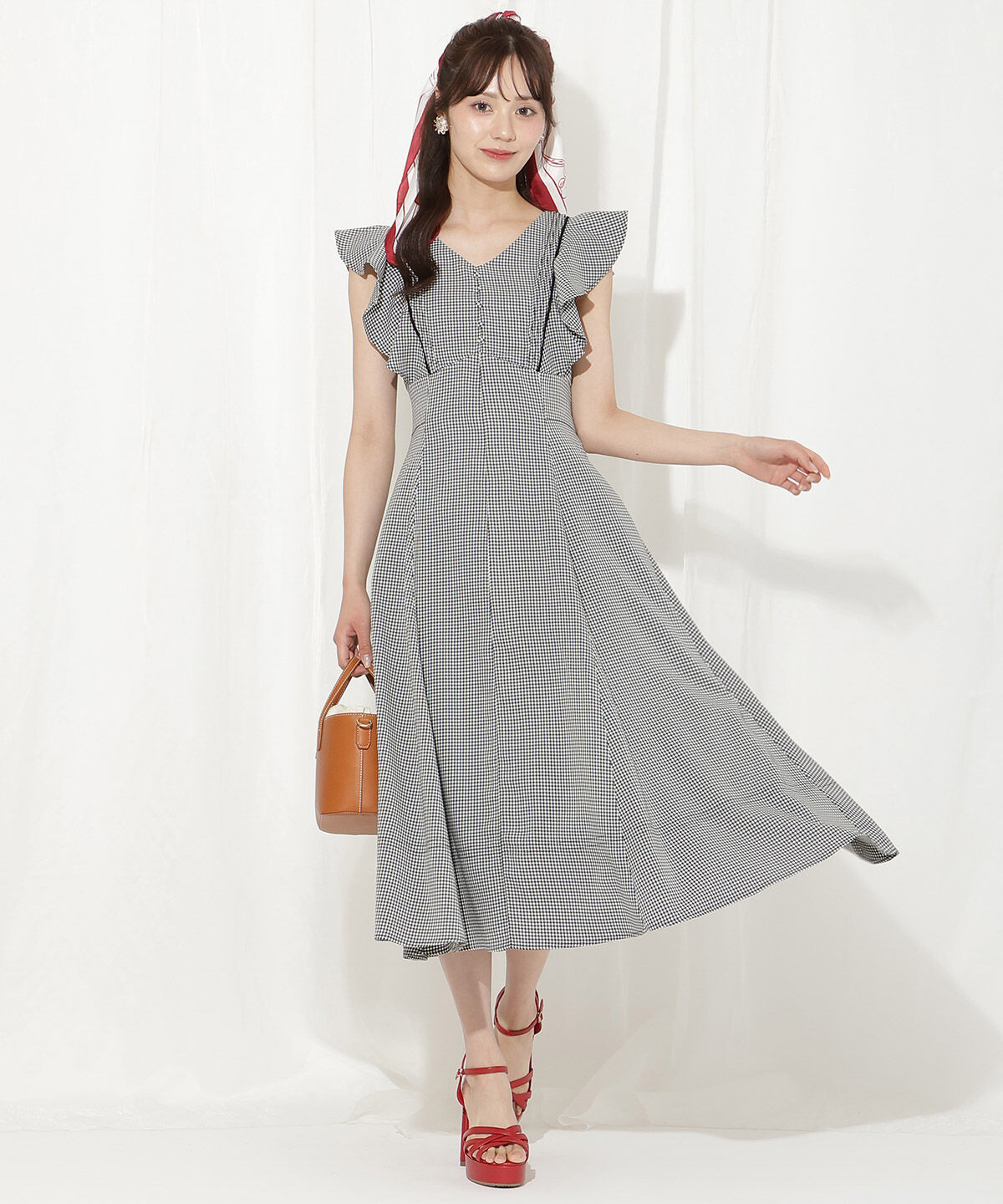 WILLSELECTION「バックリボンラッフルスリーブワンピース」|ワンピース|