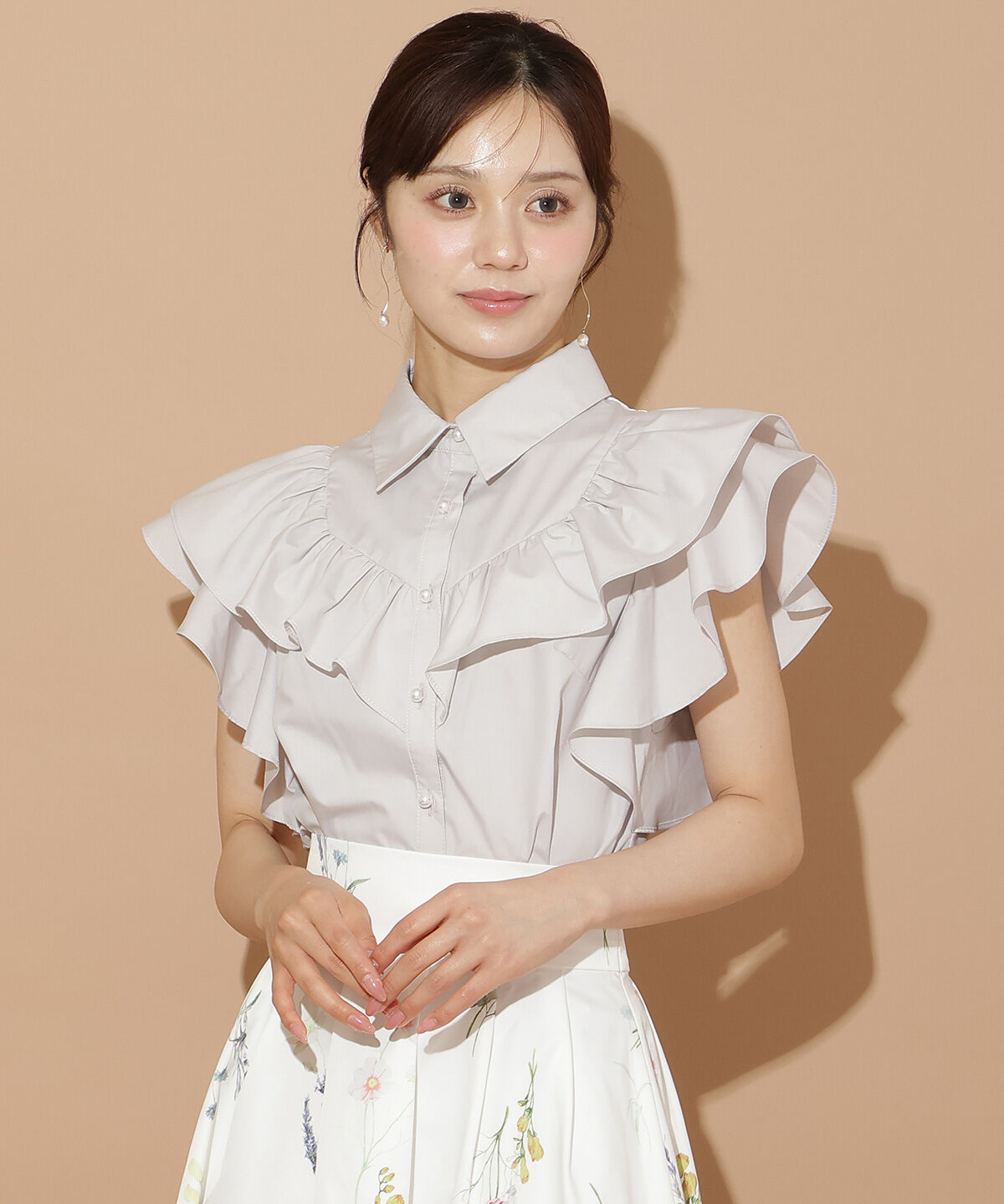 WILLSELECTION「バックレース切替フリルブラウス」|シャツ・ブラウス|