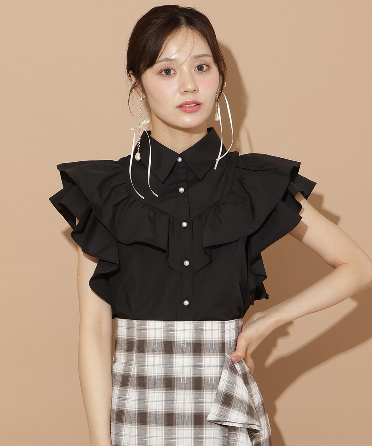 WILLSELECTION「バックレース切替フリルブラウス」|シャツ・ブラウス|