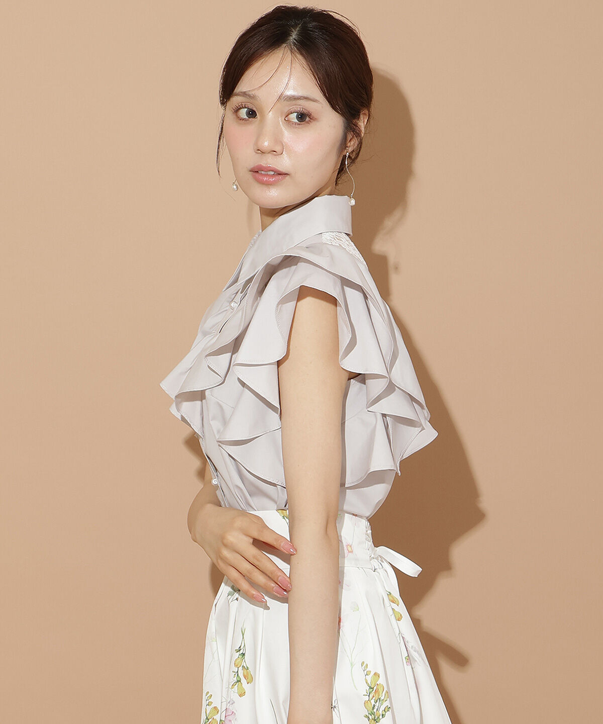 WILLSELECTION「バックレース切替フリルブラウス」|シャツ・ブラウス|