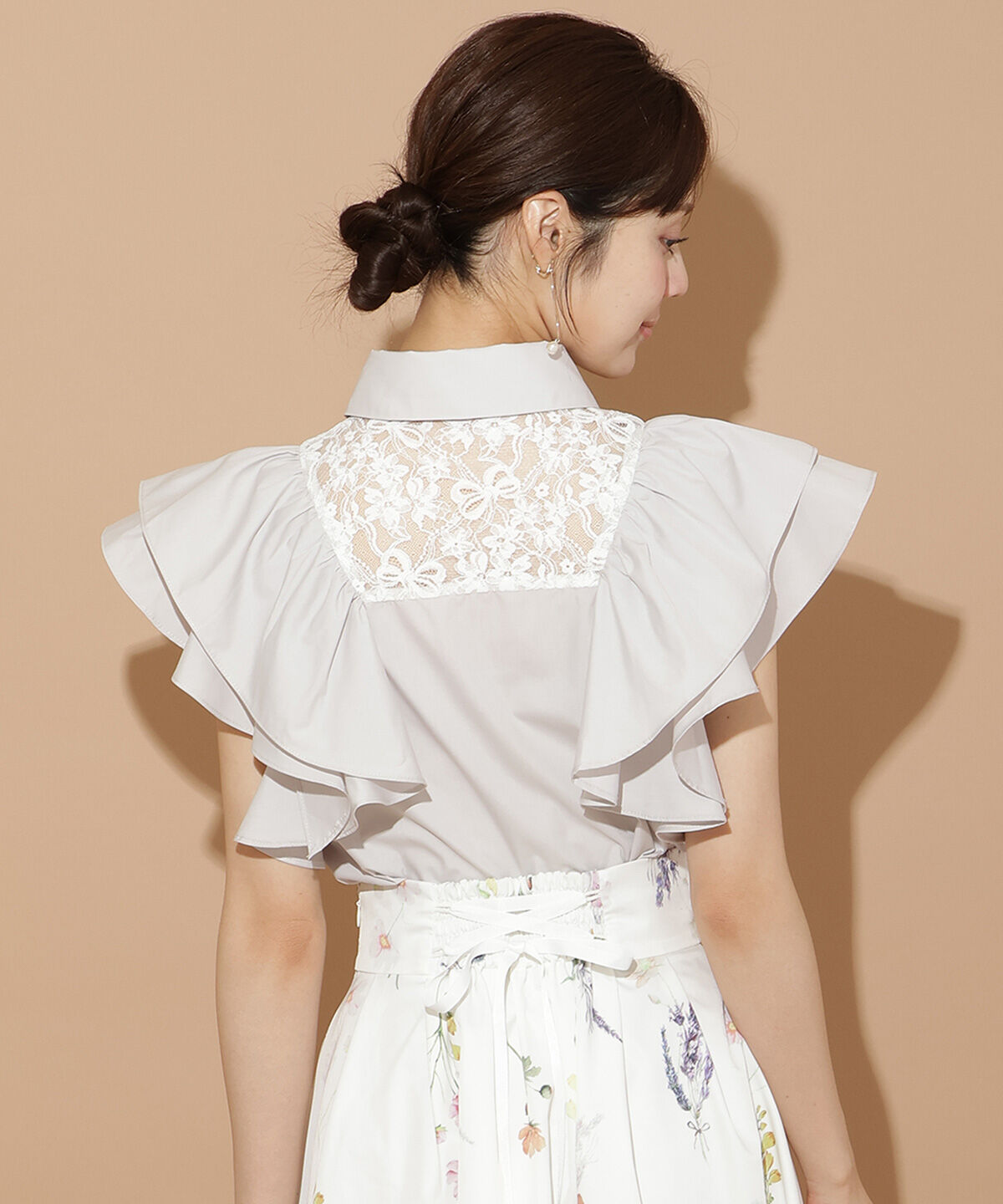 WILLSELECTION「バックレース切替フリルブラウス」|シャツ・ブラウス|