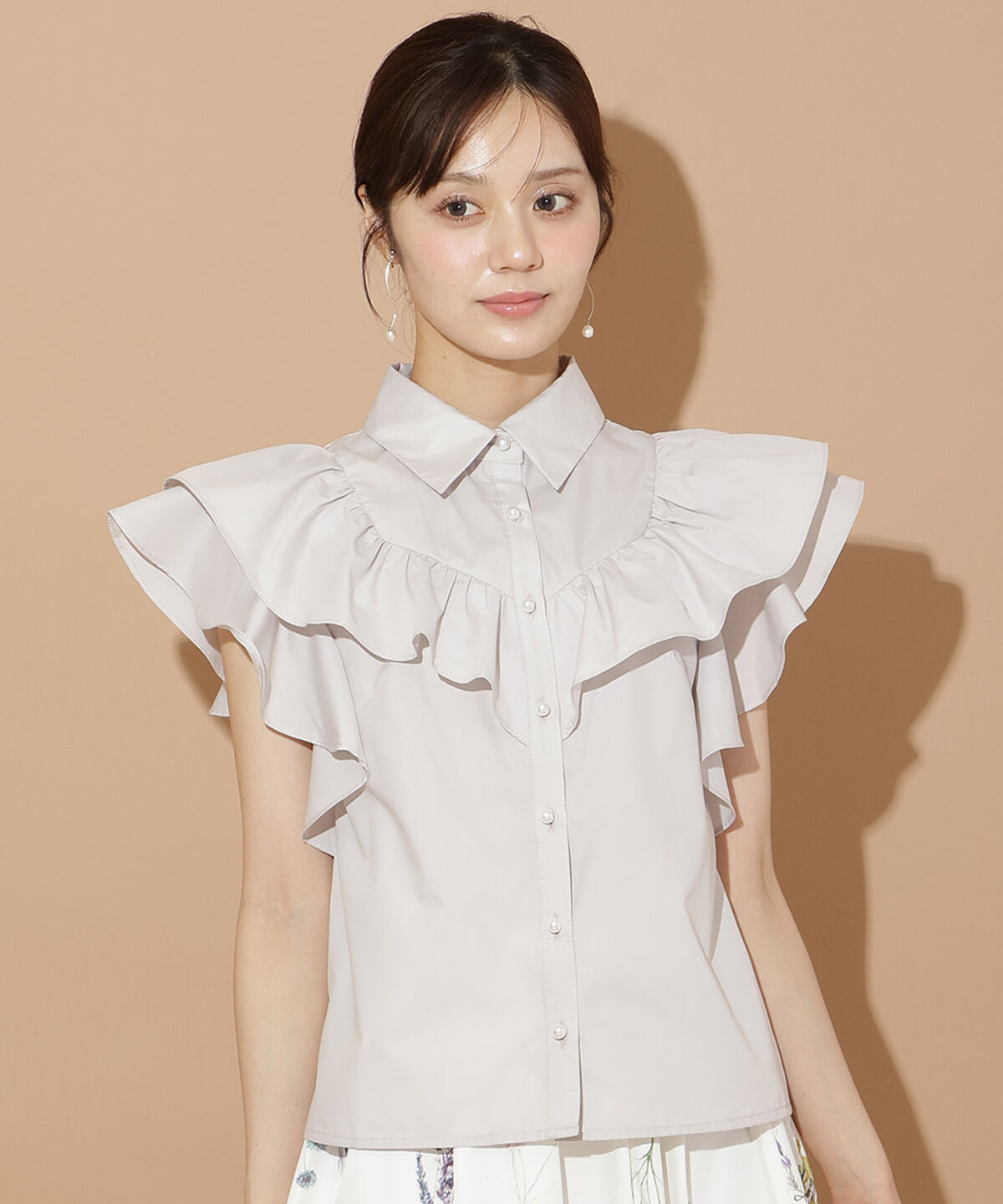 WILLSELECTION「バックレース切替フリルブラウス」|シャツ・ブラウス|