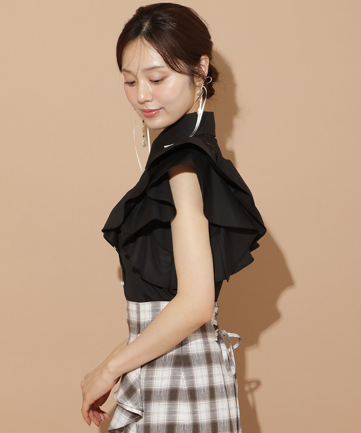 WILLSELECTION「バックレース切替フリルブラウス」|シャツ・ブラウス|