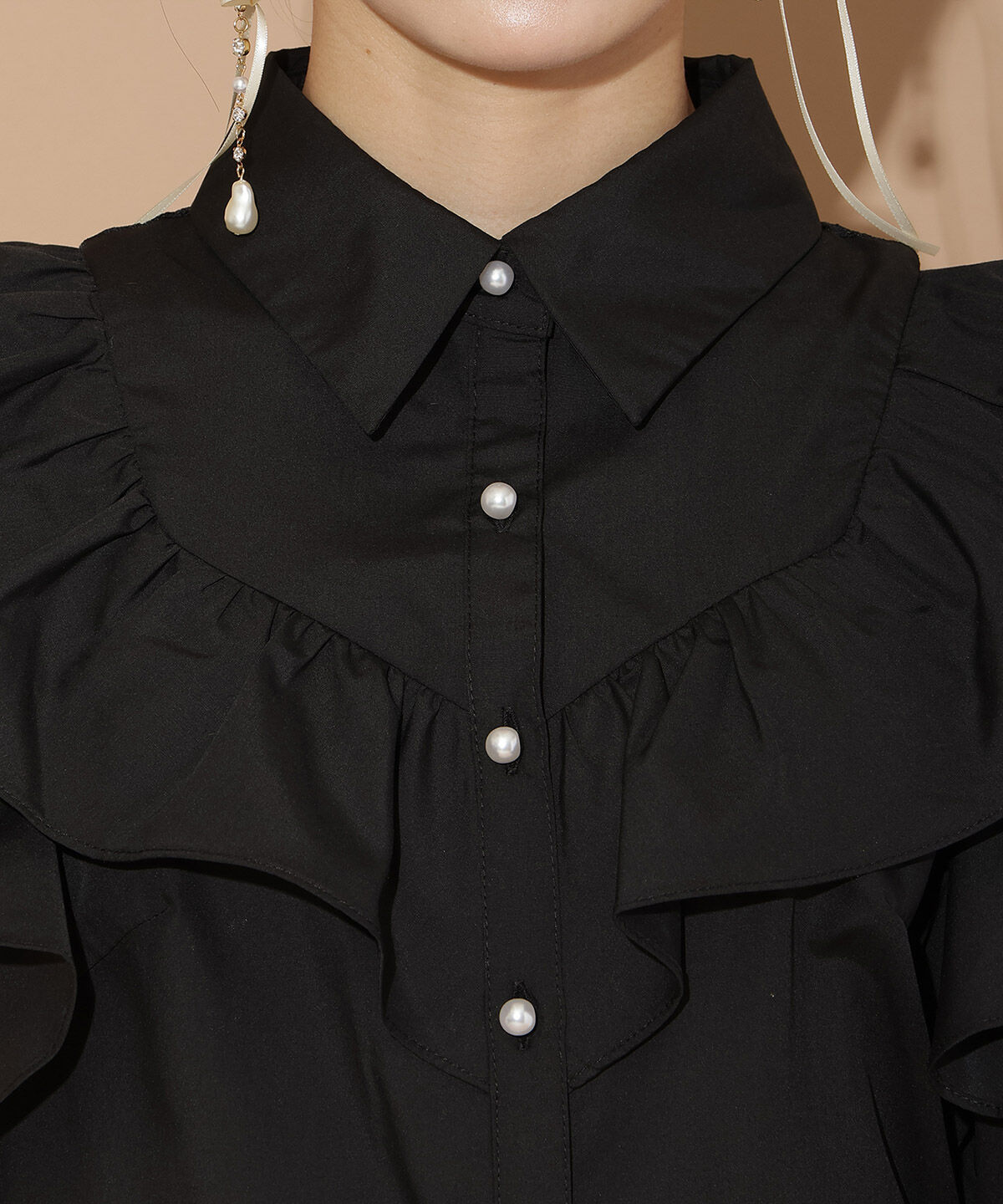 WILLSELECTION「バックレース切替フリルブラウス」|シャツ・ブラウス|