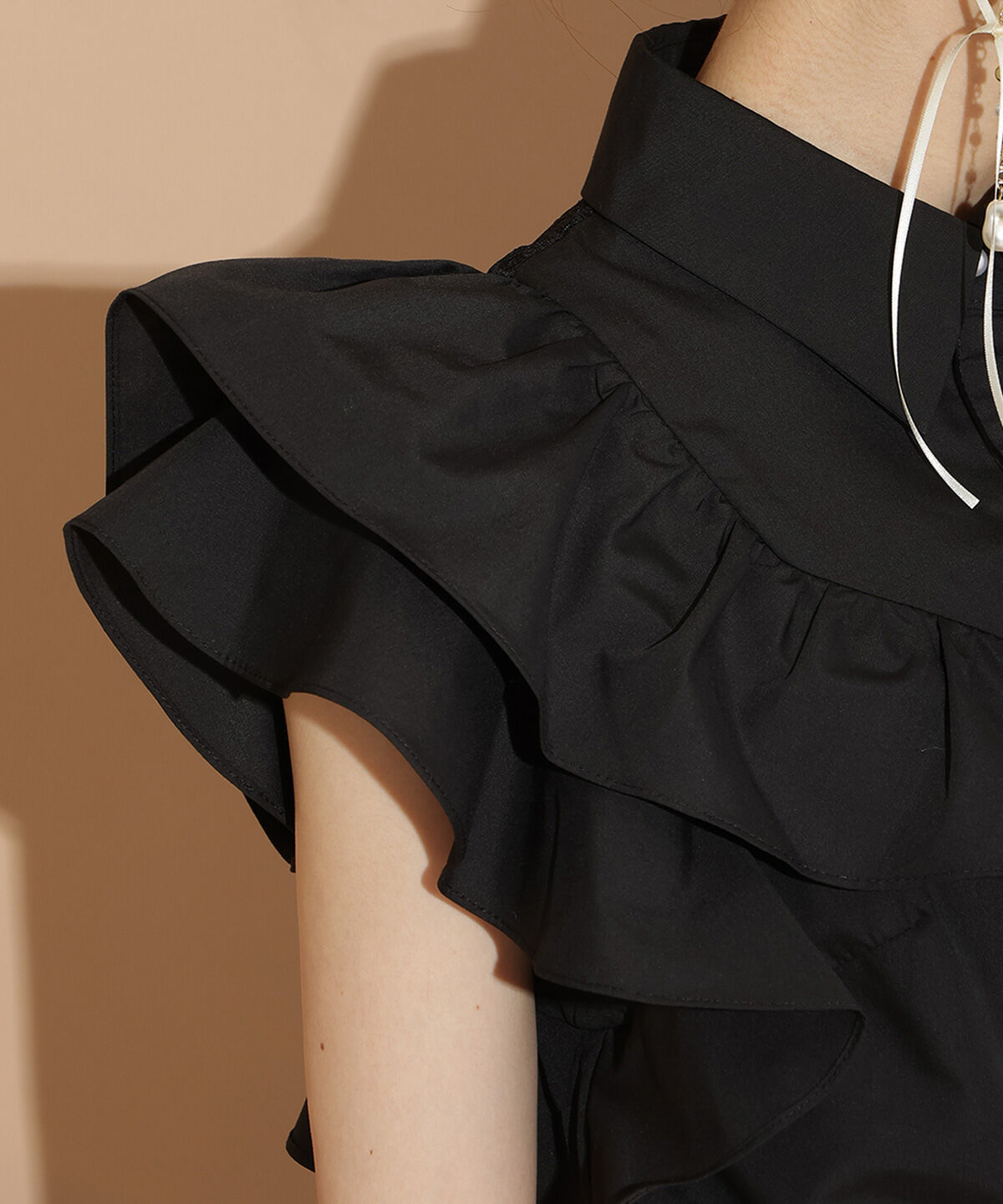 WILLSELECTION「バックレース切替フリルブラウス」|シャツ・ブラウス|