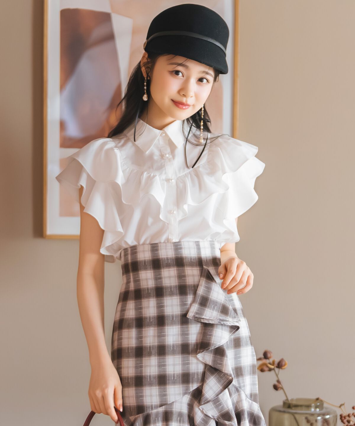 WILLSELECTION「バックレース切替フリルブラウス」|シャツ・ブラウス|