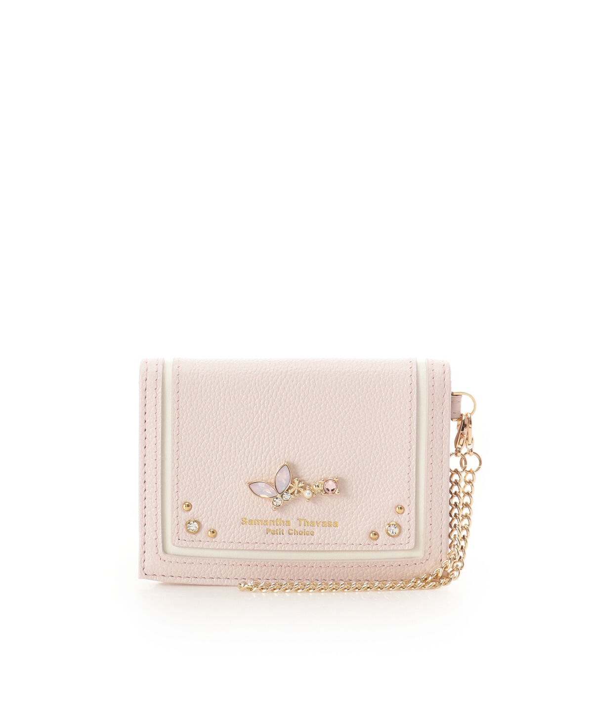 Samantha Thavasa Petit Choice「バタフライビジュー パスケース」|定期入れ|ピンク