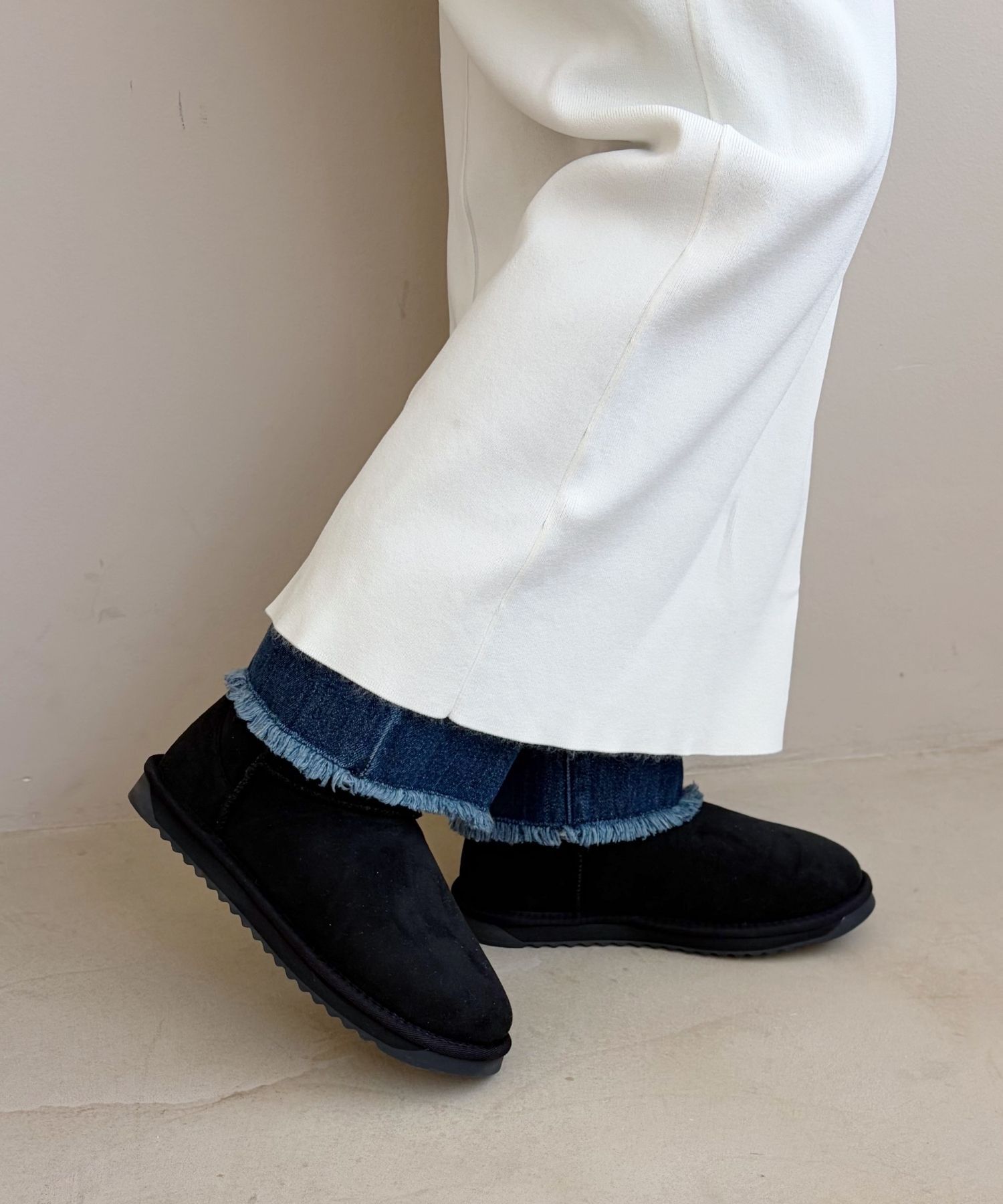 ORiental TRaffic「【累計2万足突破】  ミドル ムートン ブーツ /25401 折り返しても使える！ 防寒」|ショートブーツ|