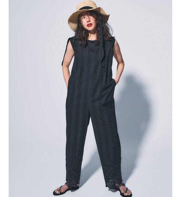 23区「【洗える】コットンエンブロイダリー オールインワン」|オールインワン|